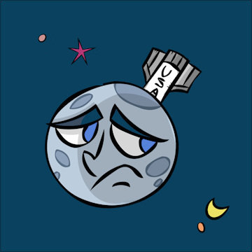 Marvin the miserable man in the Moon - lunar character from The Playful Planets